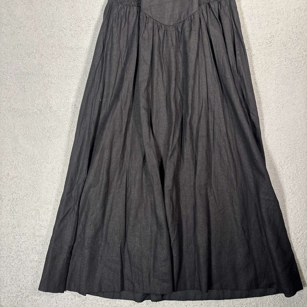 House of Harlow 1960 Black Linen Blend Midi Dress Smocked Back Small NWT - Picture 10 of 16